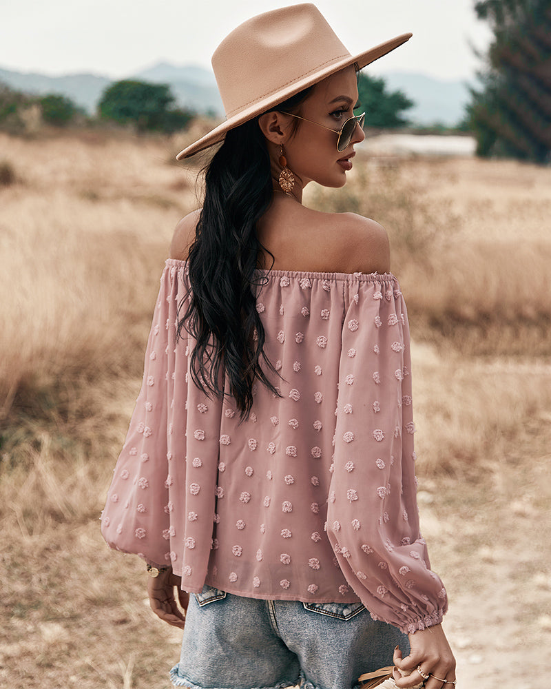 GR | Off-Shoulder Lantern Long-Sleeved Ruffled Top