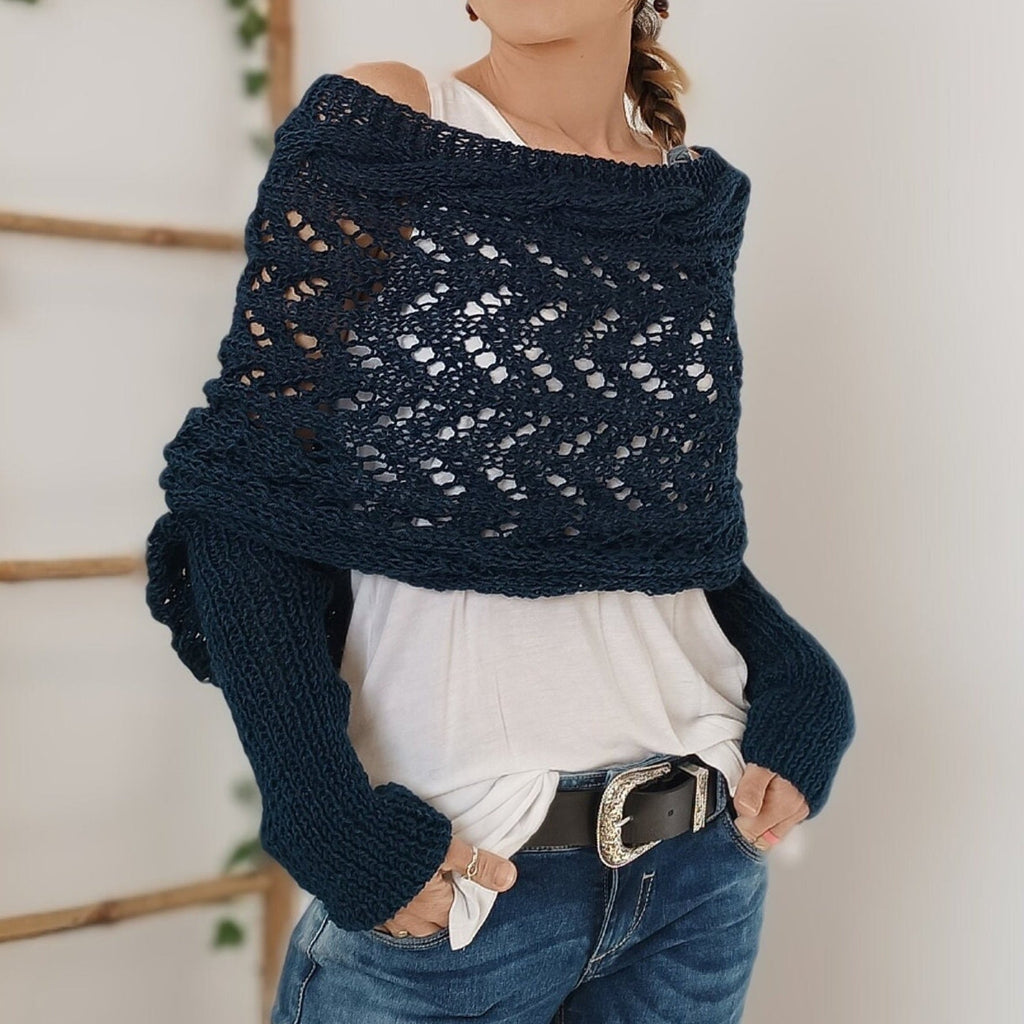 GR | Versatile scarf with sleeves and braided pattern
