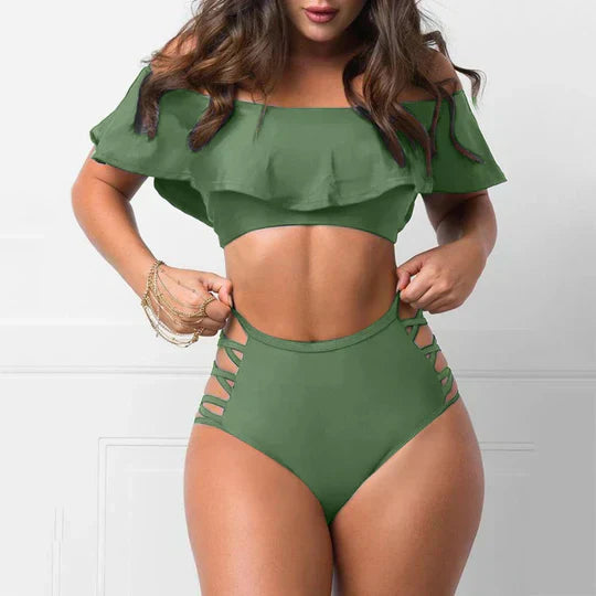 GR | Off-the-shoulder bikini set with ruffles