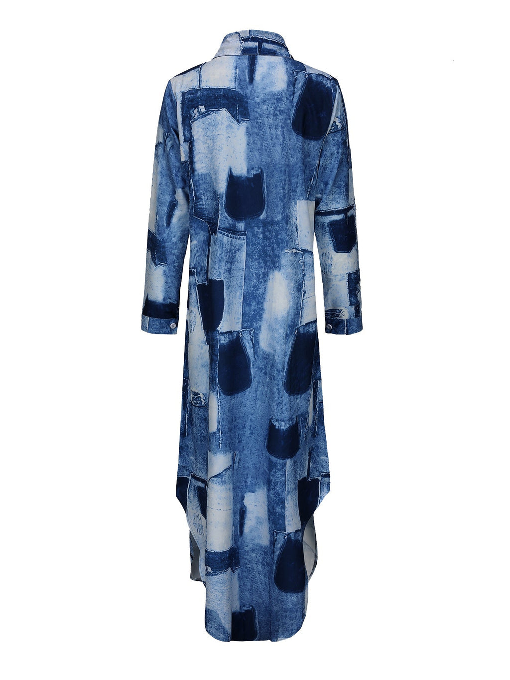 GR | Damen Casual Midi Hemdkleid in Blau