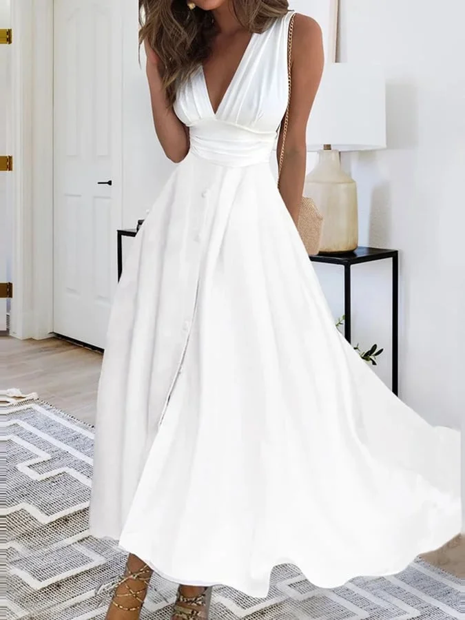 GR | Elegant long banquet dress with crossover V-neck