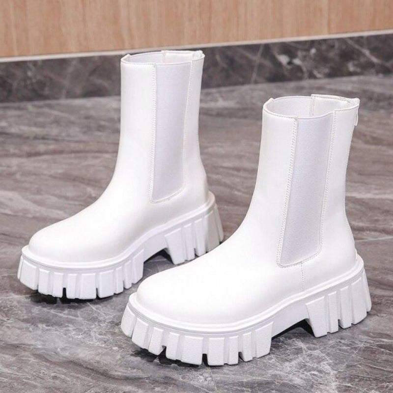 GR | Damen Stiefel Modische Plateaustiefel Mit Slip on Design, Alltagstauglich