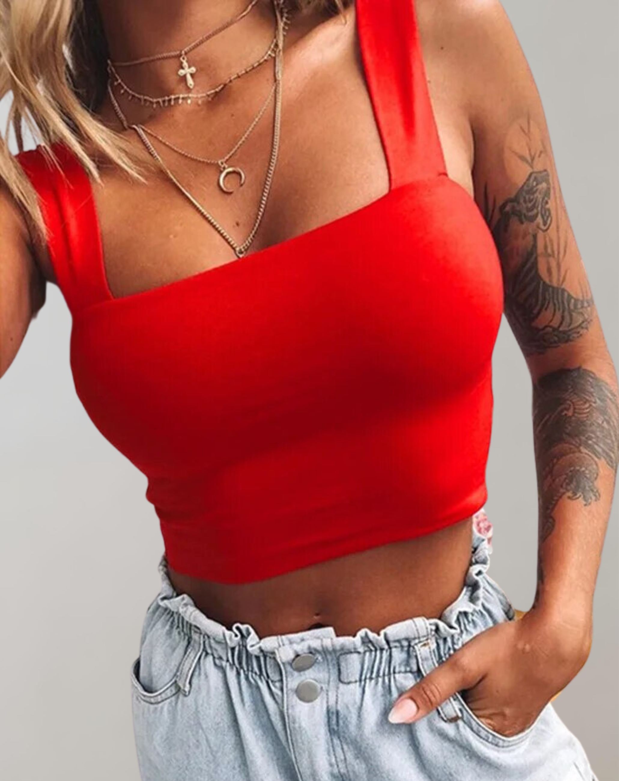 GR - Women's crop top with neckline