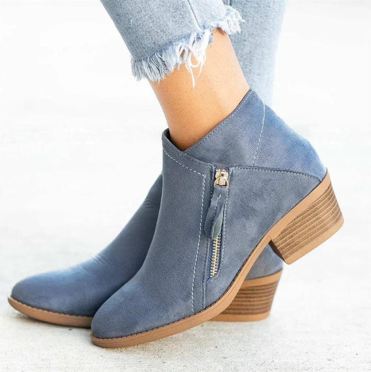 GR | Women's suede boots with a comfortable fit and zipper