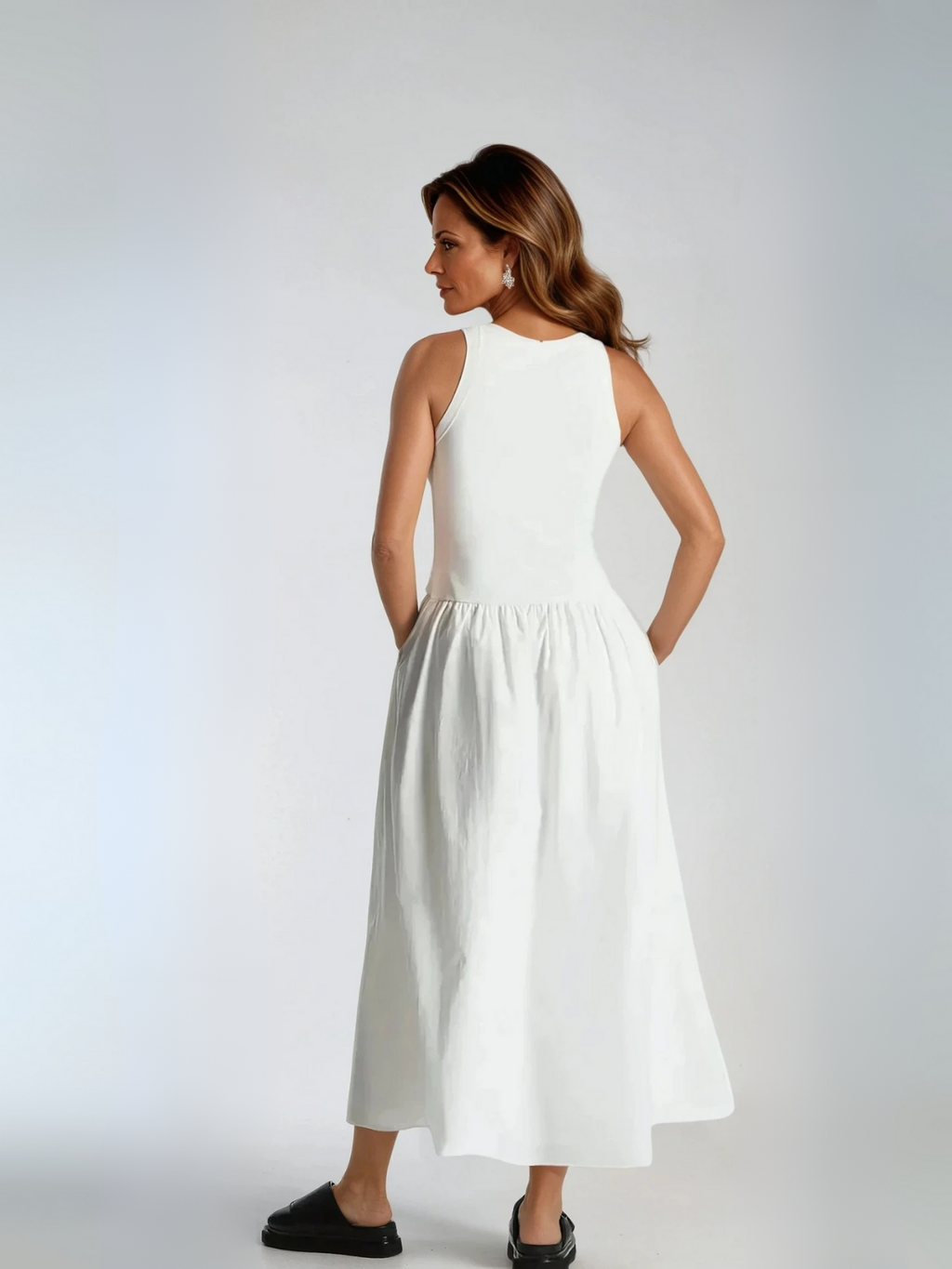 GR | Neck Casual Stitching Vest Dress