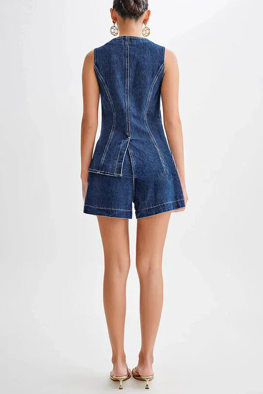 GR | Denim Princess Seams Pocket Vest Top