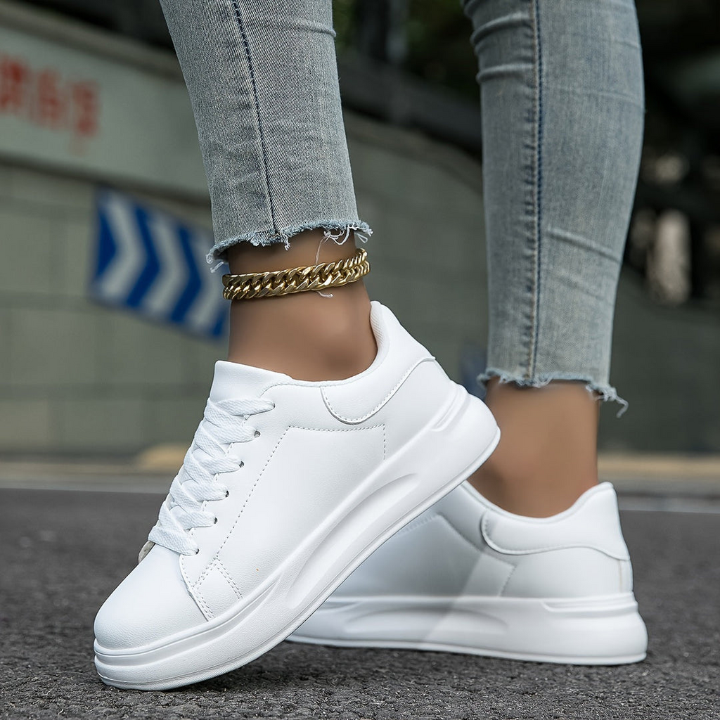 GR | Women's Leather Sneakers White Sporty Women's Shoes