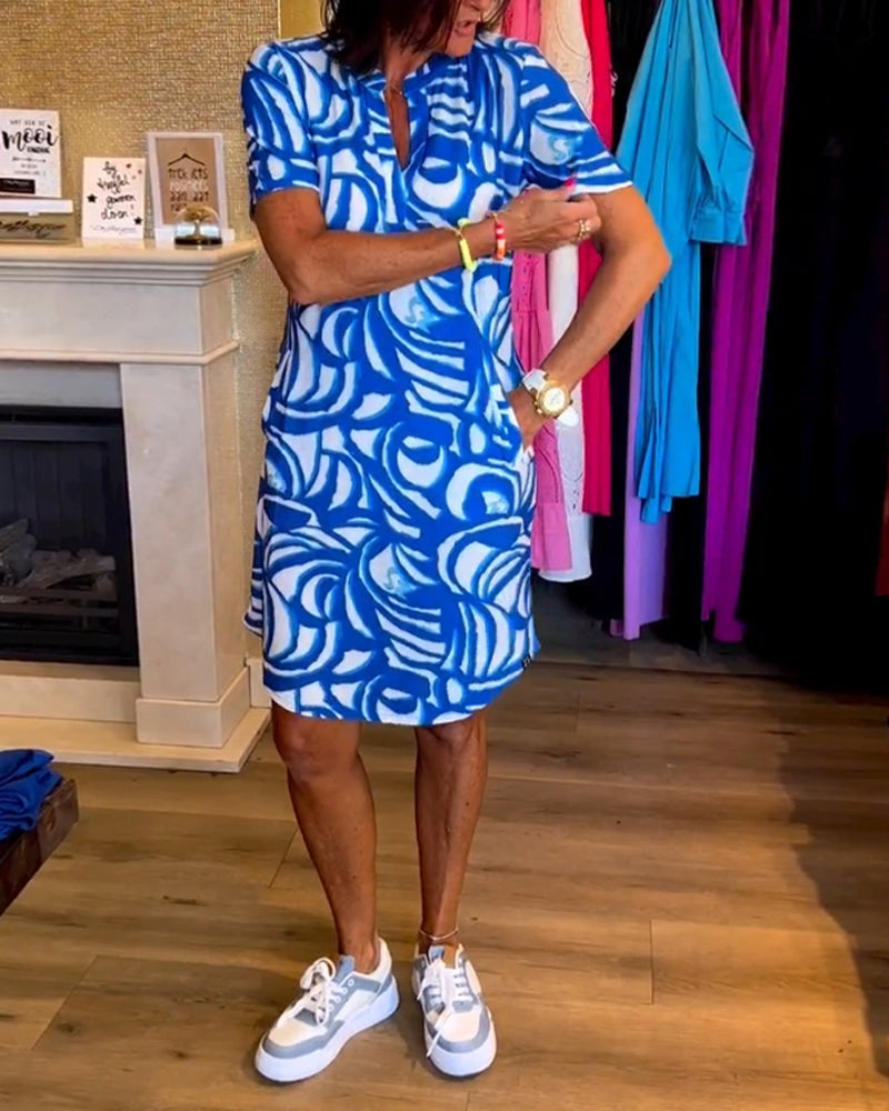 GR | Casual short-sleeved dress with print