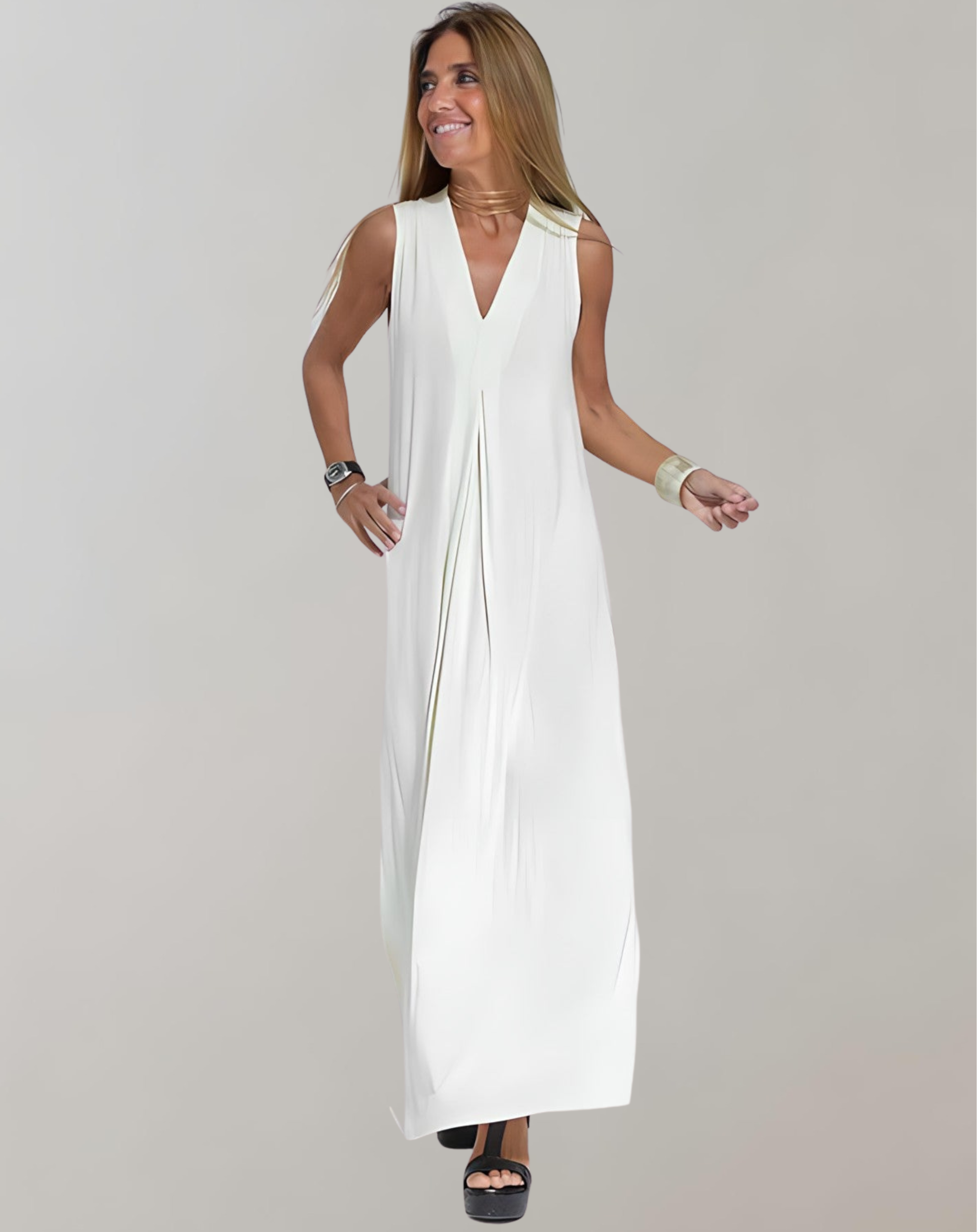 Elegant slim dress with a V-neck