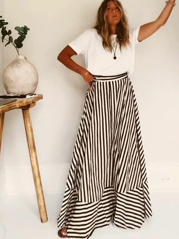 GR | Strapless Striped Maxi Dress for Women