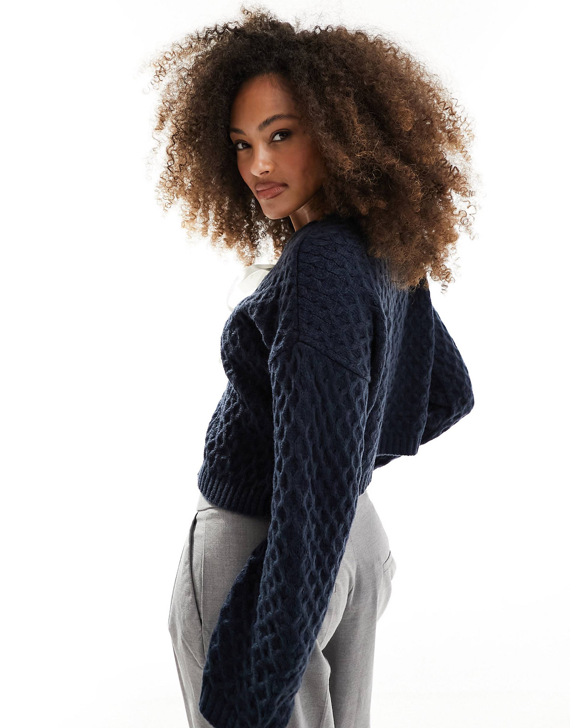 GR | Contrast Short Tie Cardigan