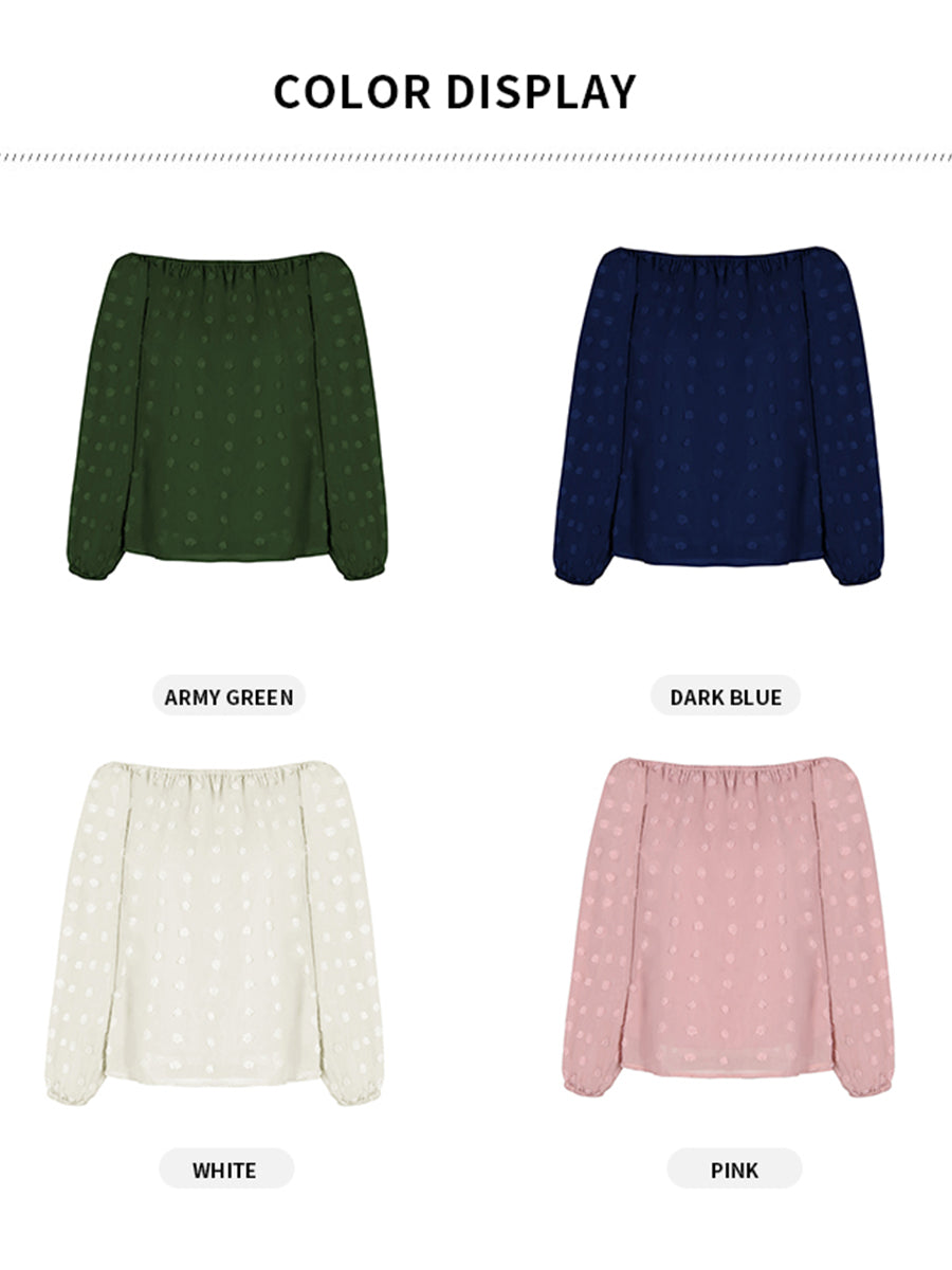 GR | Off-Shoulder Lantern Long-Sleeved Ruffled Top