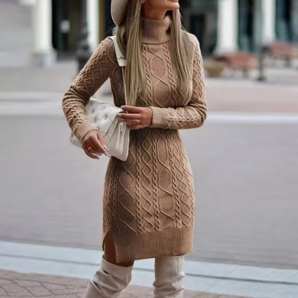 GR – Gestricktes Rollkragen-Pulloverkleid