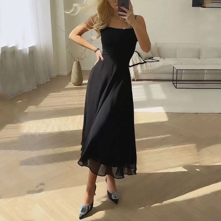 Women's fashion, elegant, sleeveless, solid-color dresses