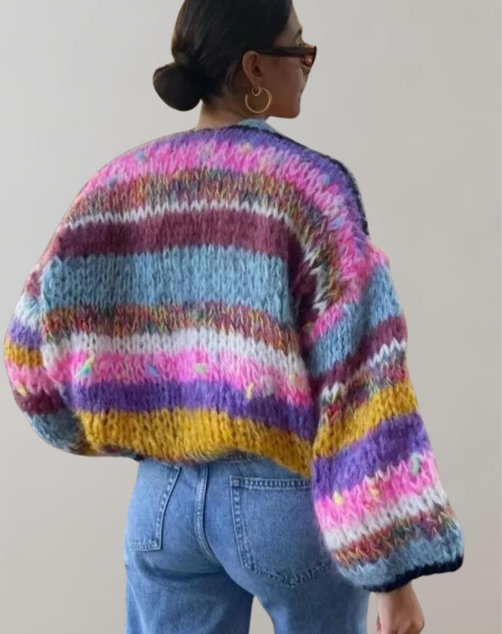 GR | Übergroße Und Bunte Strickjacke