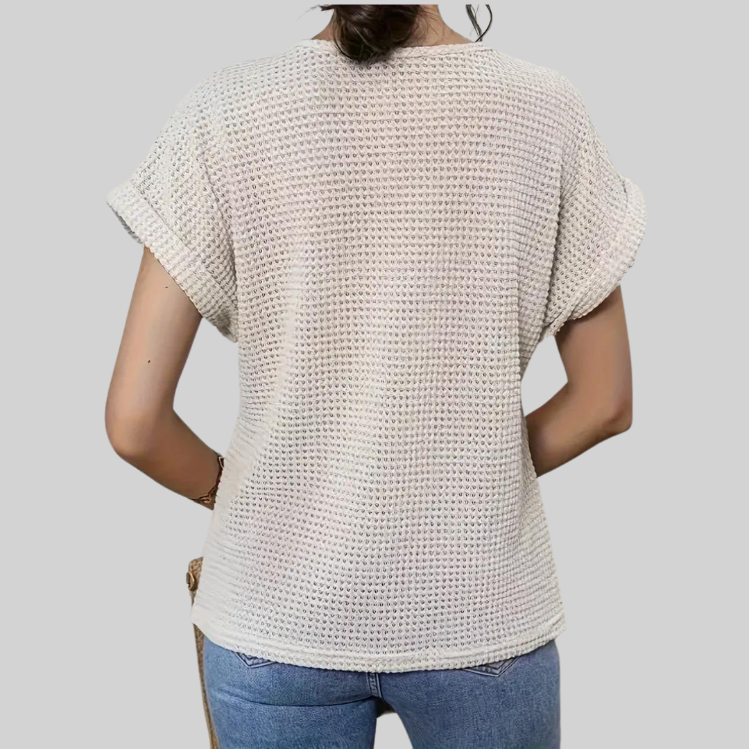 GR Short-sleeved top - Casual - Lace with round neckline