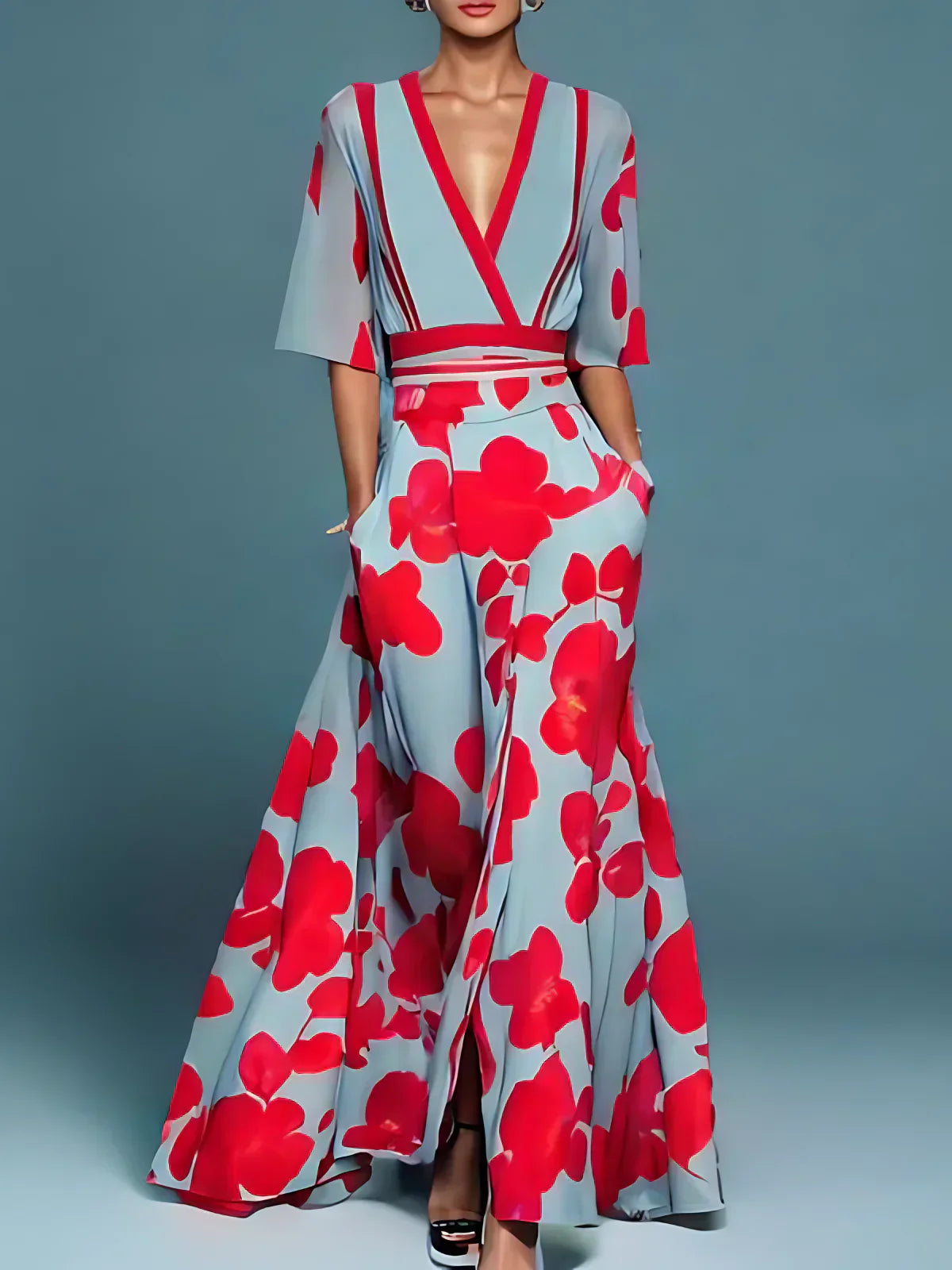 GR | Elegantes Blumenmuster Kleid aus der Tasche