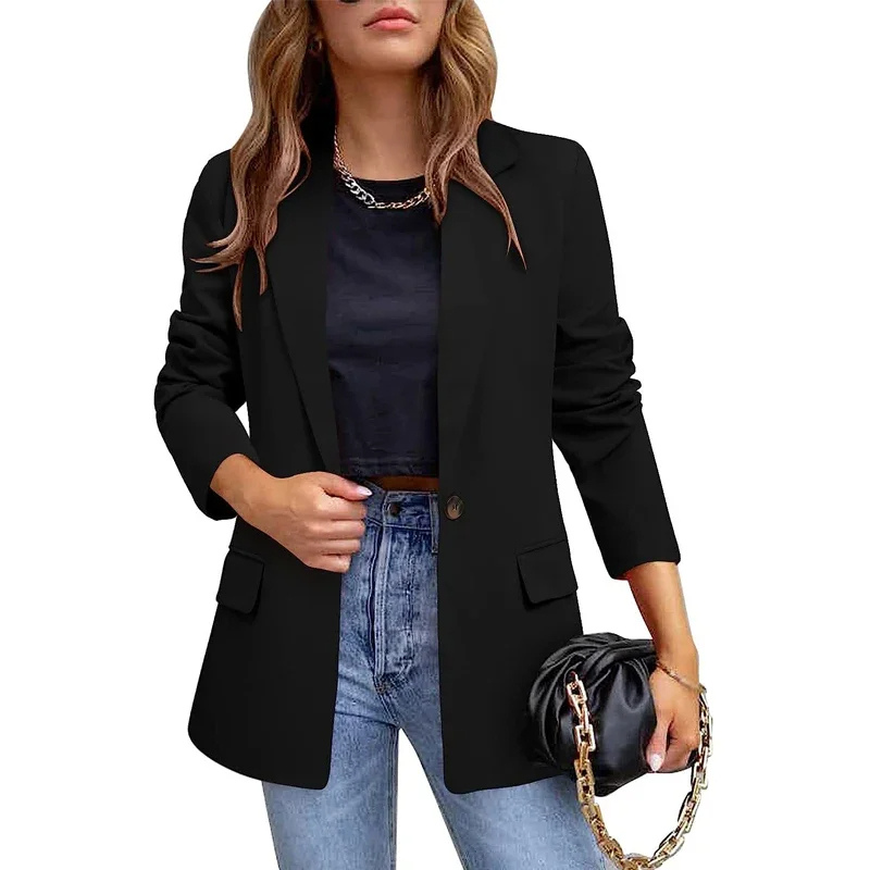 GR | Long women's blazer with flap pockets and tailored cut