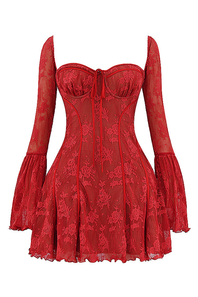 Sexy mini cocktail dress with corset top and long sleeves – party dress and evening dress