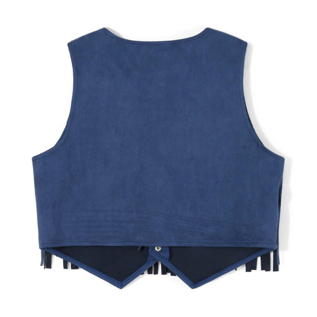 GR | Suede vest with fringe and button detail