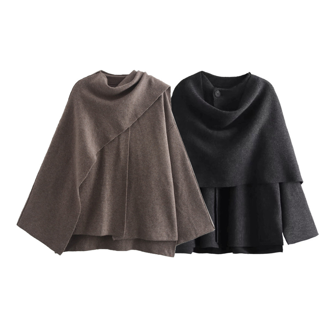GR | Elegant wool trench coat with scarf set
