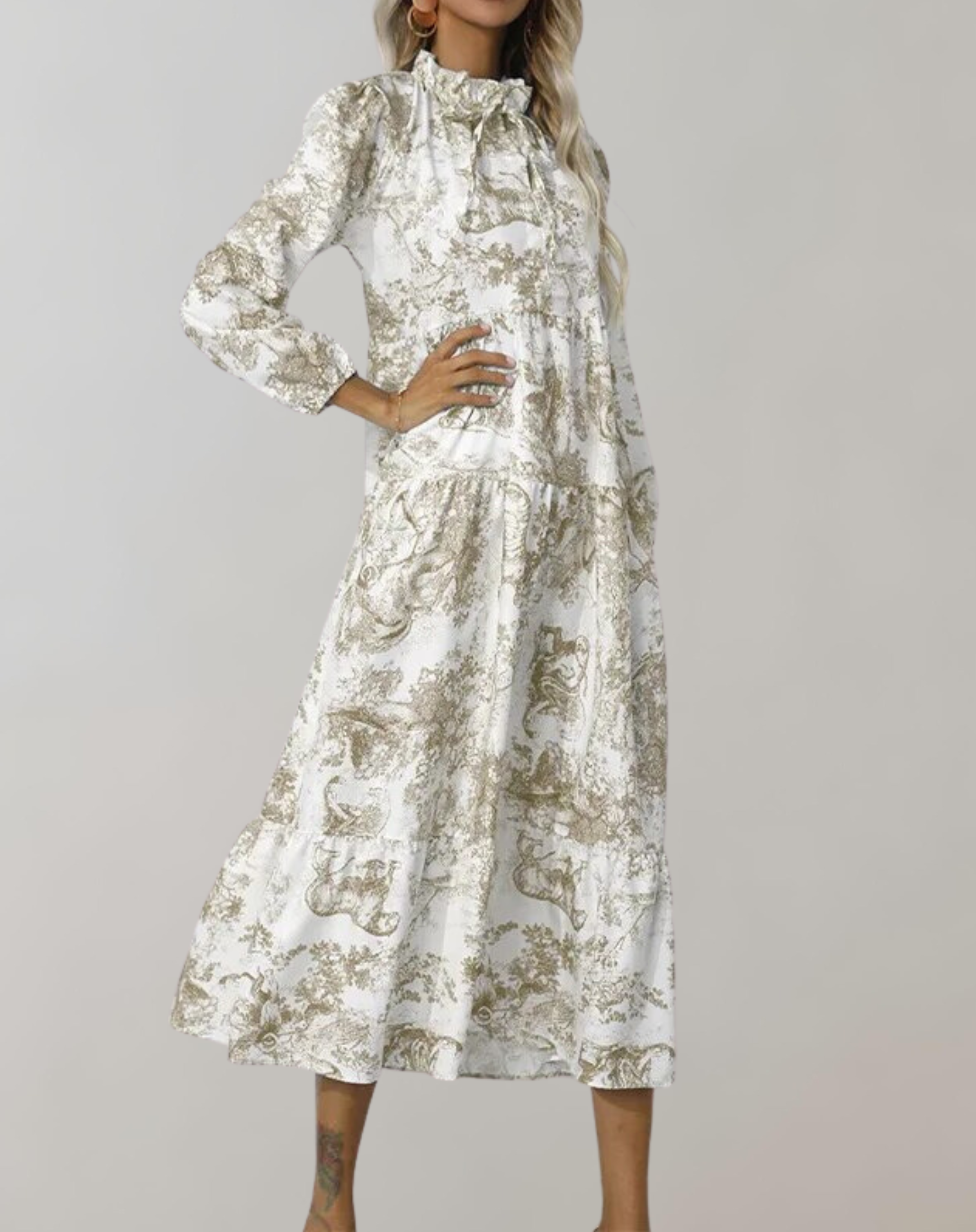 GR - Neue Langarm Frauen Midi-Kleid