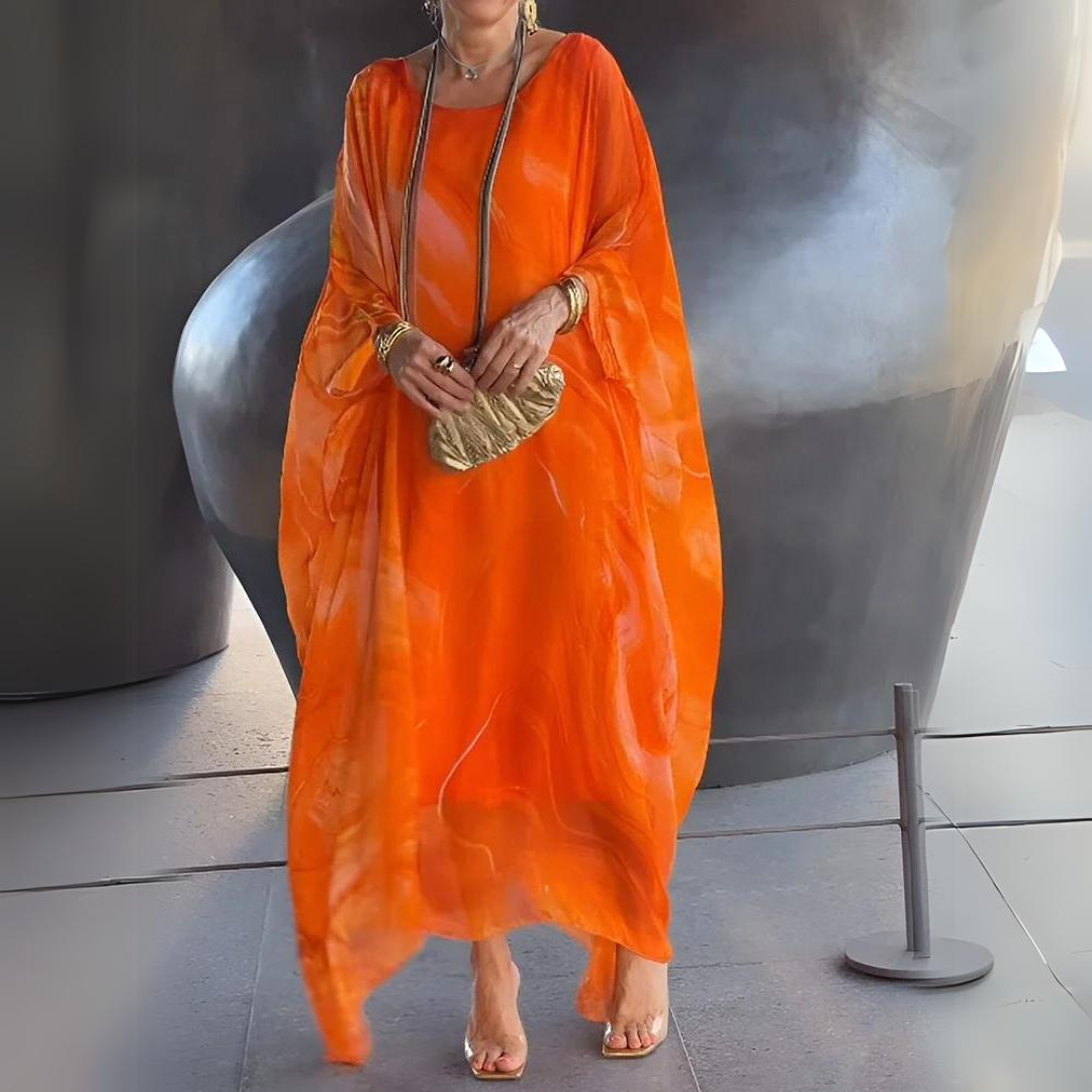 GR | Kaftan Dress Flowing Lightweight Fabric Elegant Loose Fit Wide Sleeves