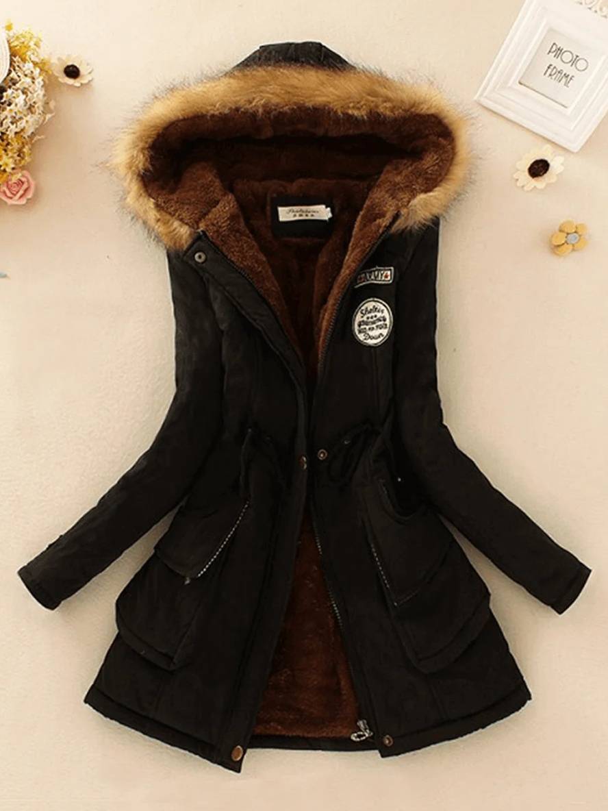 GR | Women's parka in mid-length style with zipper