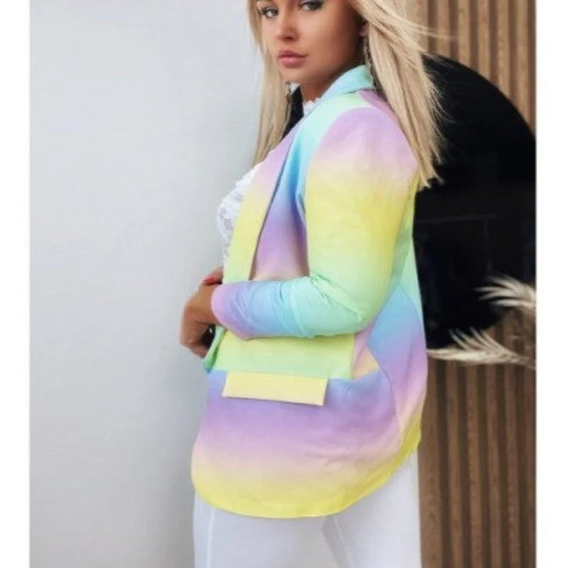 GR | Women's Ombre Open Front Blazer, Long Sleeves, Relaxed Fit