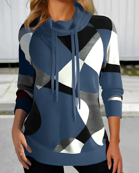 GR - Hooded top with high collar and contrast