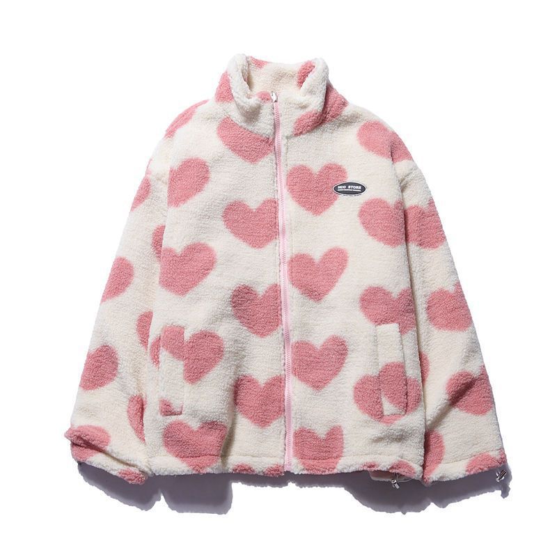 GR | Reversible heart fleece jacket