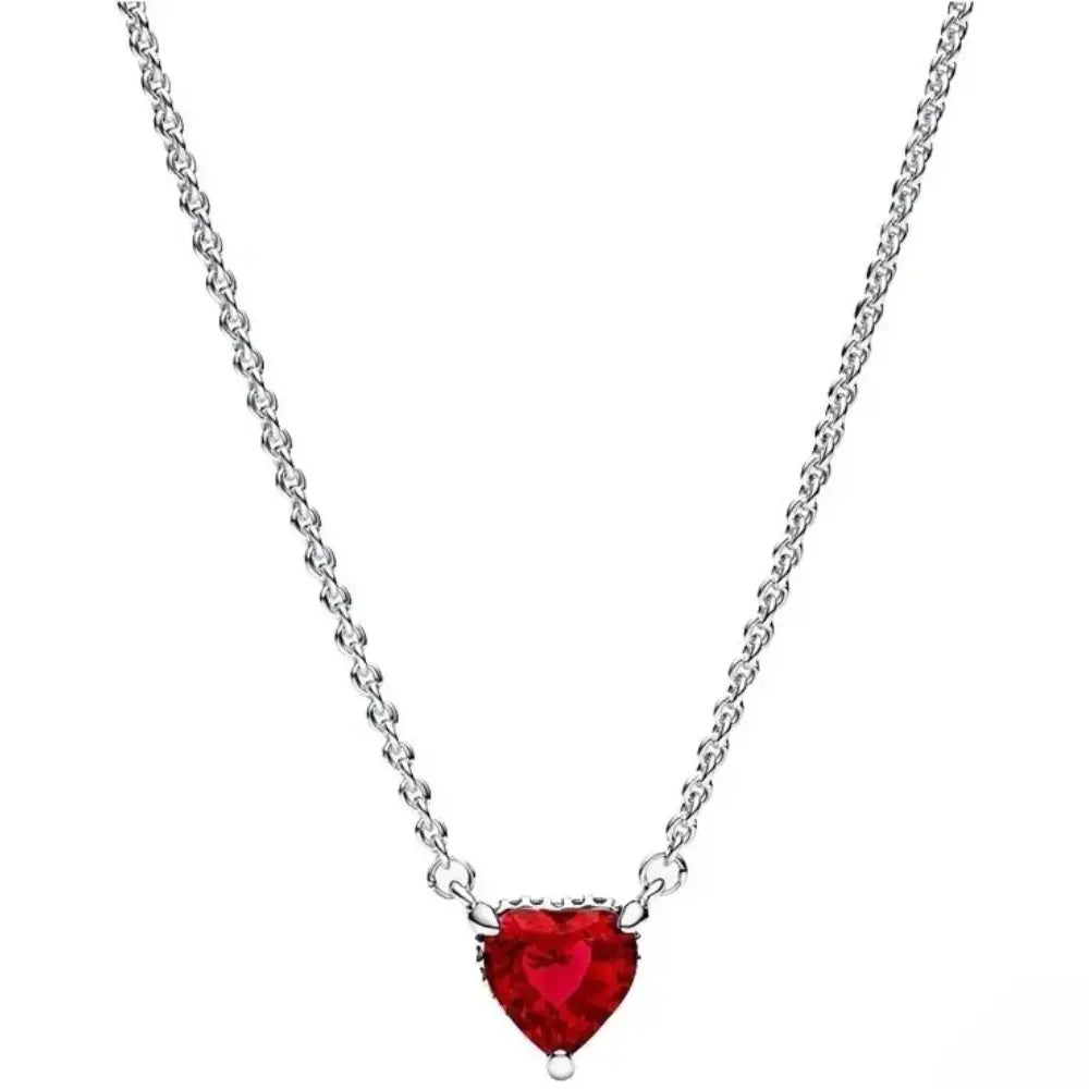 GR | Sterling Silver Eye-Blinding Heart-Shaped Pendant Necklace for Women
