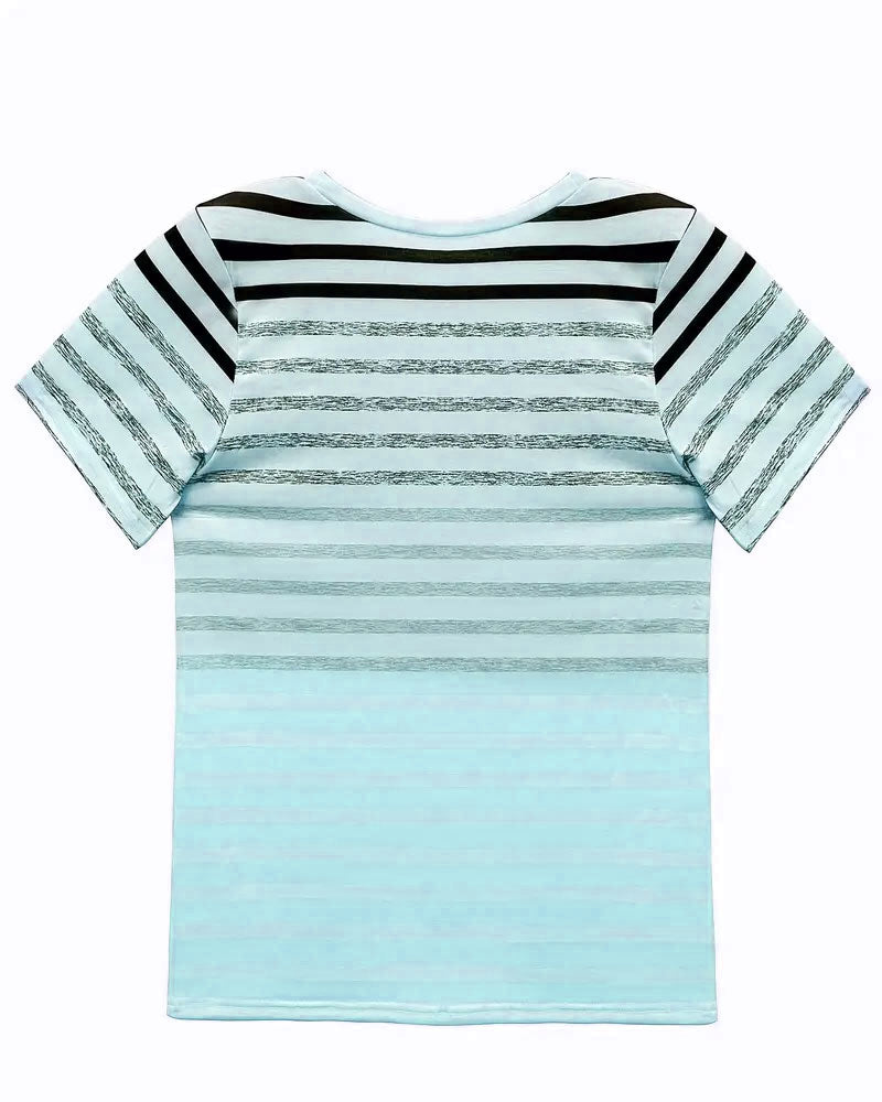 GR | T-Shirt Rundhals Kurzarm Gestreift