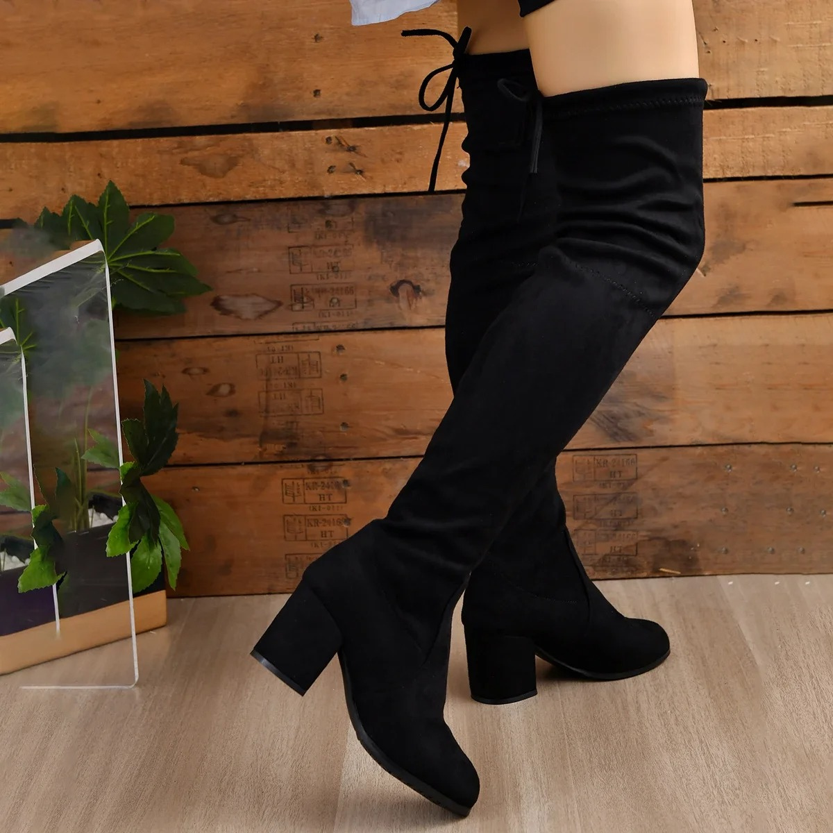 GR | Over-the-knee boots, women's boots, lace-up closure, comfortable fit