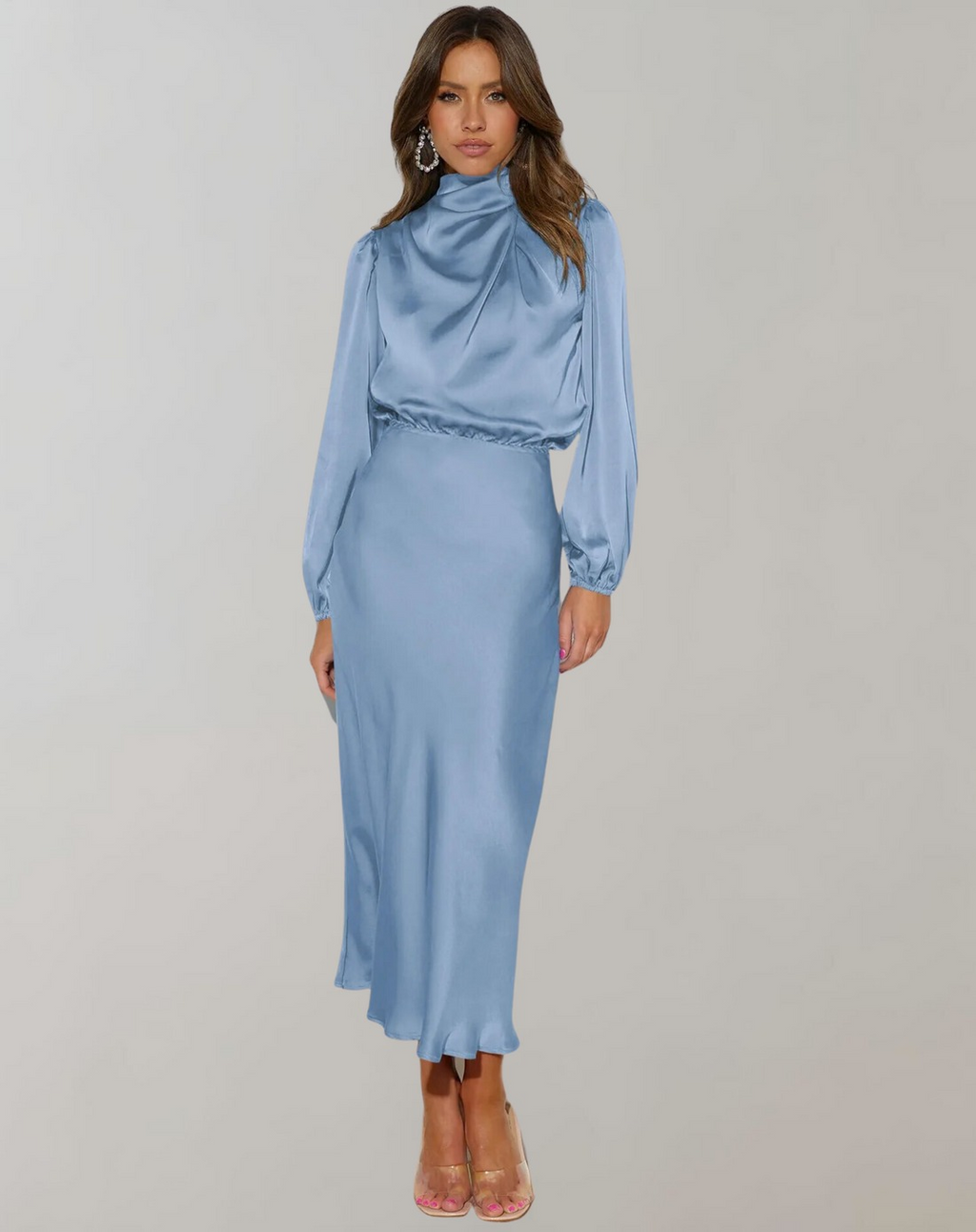 GR | Elegantes Abendkleid für Damen Lang Langärmelig