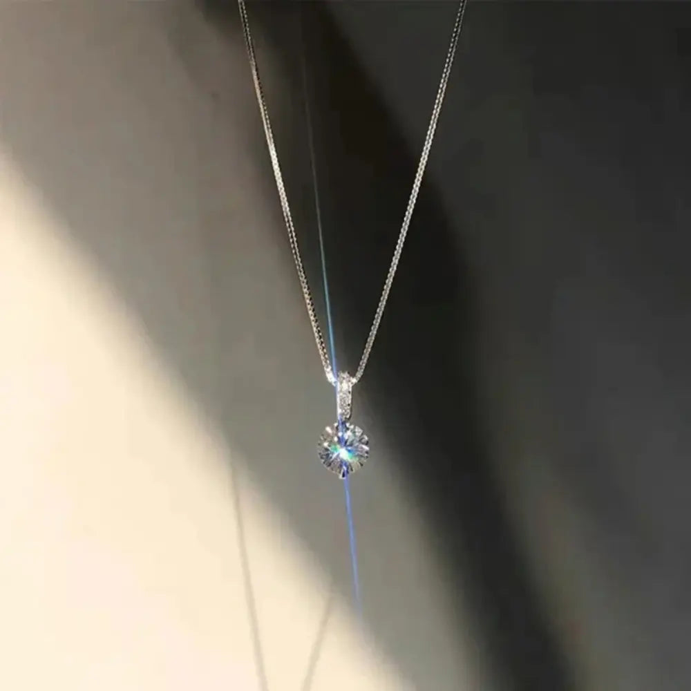 GR | Sterling Silver Round Zircon Necklace