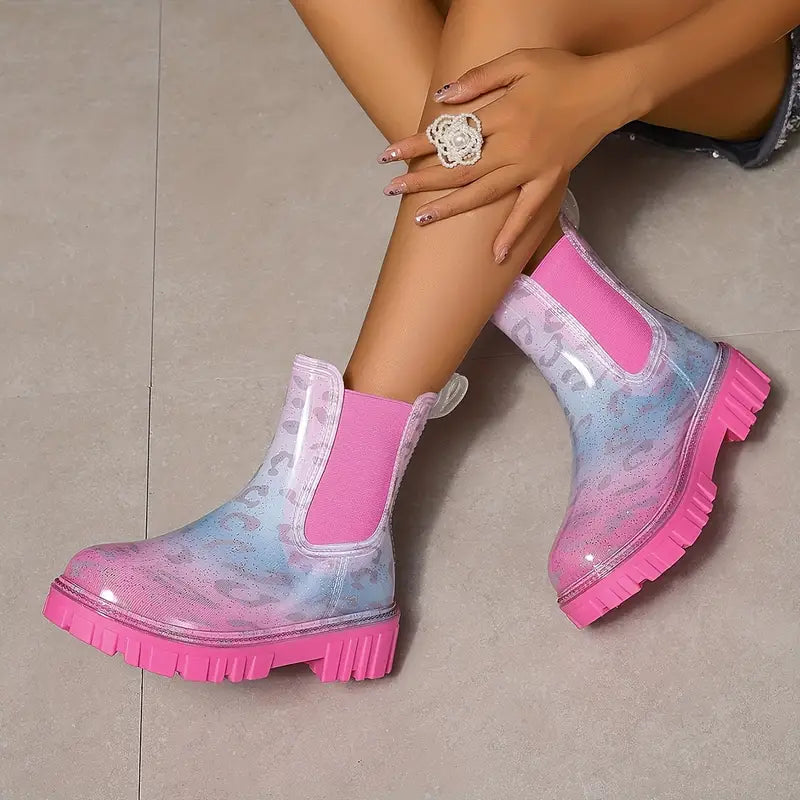 GR | Dyed PVC rain boots - waterproof with thick sole for women