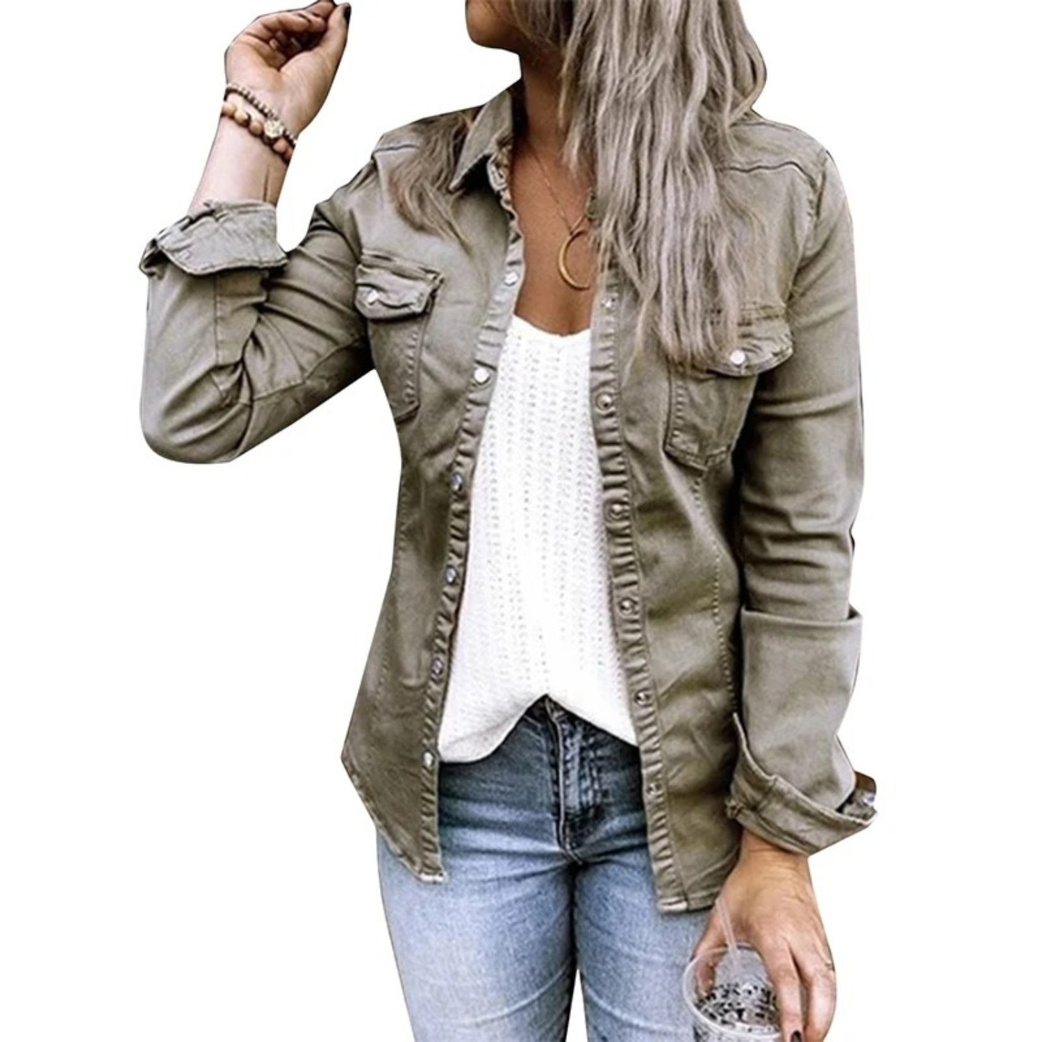 GR | Women's Summer Jacket in Military Denim Style