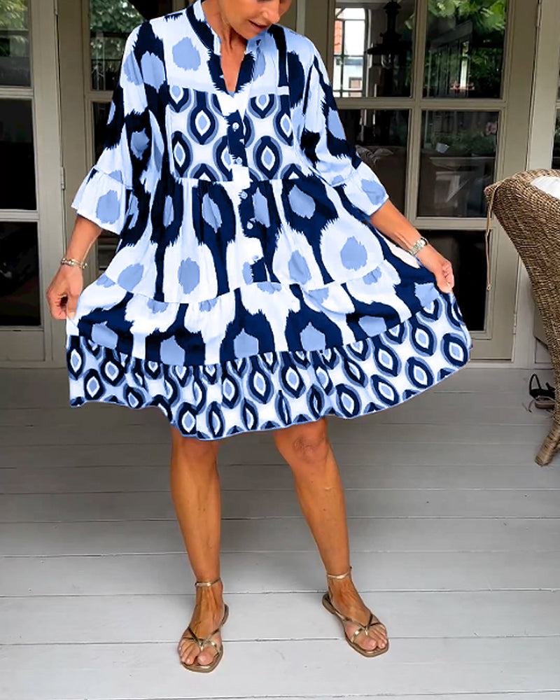 GR A-line Kleid | Stilvolles bedrucktes Midi-Sommerkleid für Frauen mit Taschen