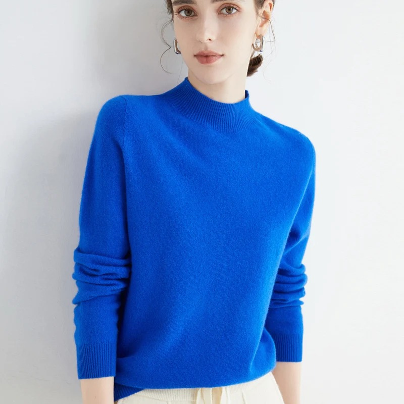GR | Women's Cashmere Round Neck Sweater - Soft and Lightweight Knit Sweater