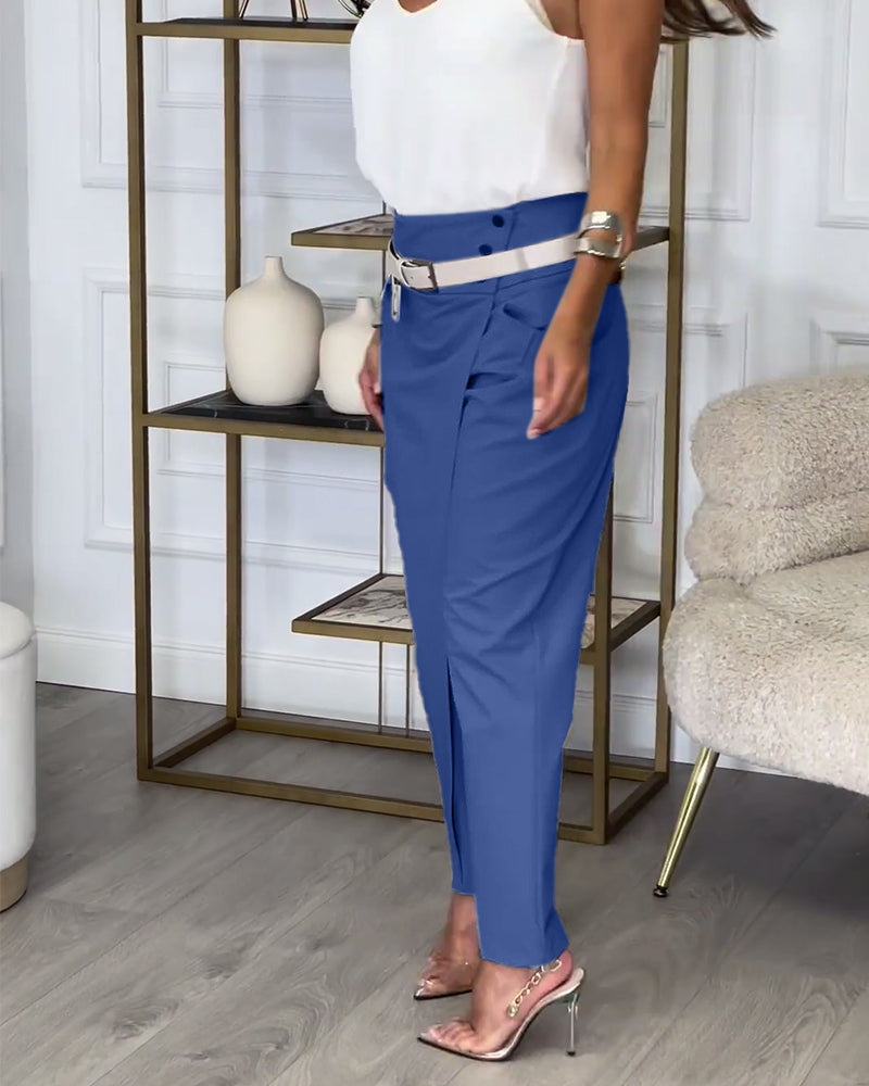 GR | Patchwork Trousers with Belt