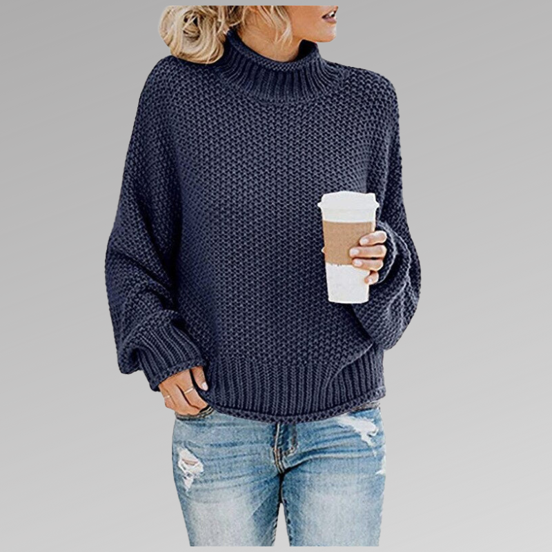 GR - Damen gemütlicher Strickrollkragenpullover