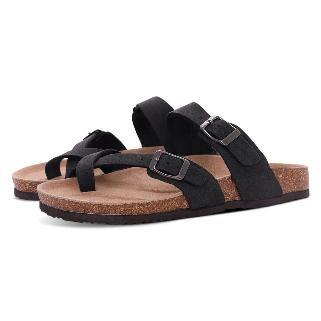 GR | Suede Women's Sandals with Double Strap