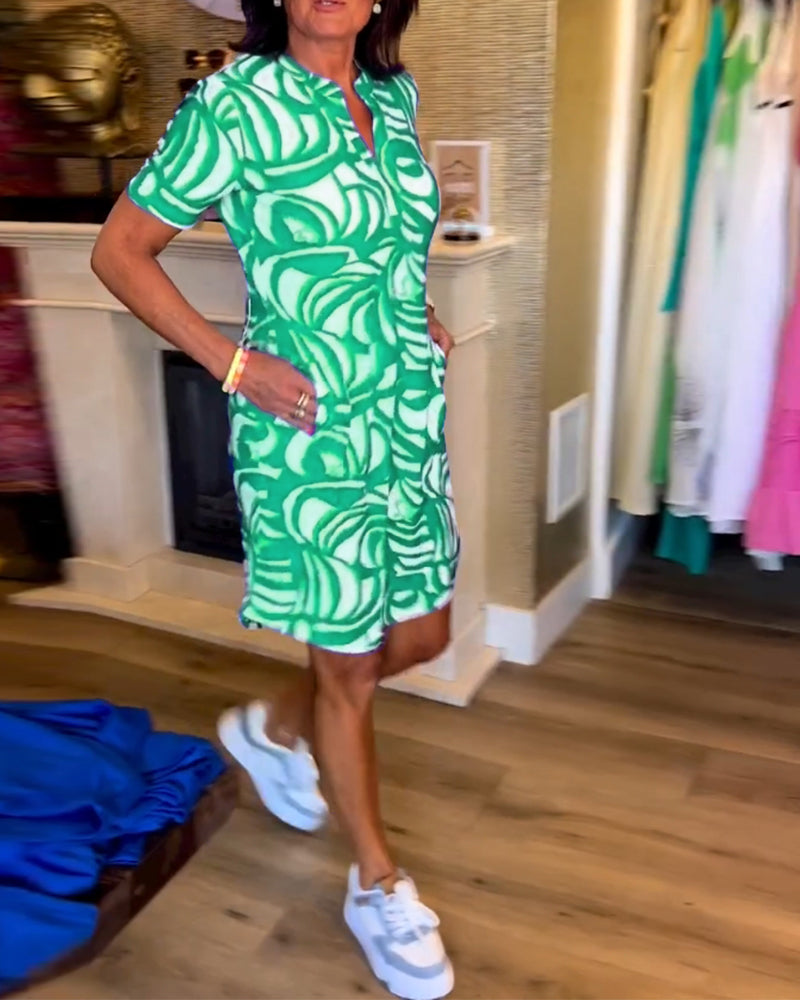 GR | Casual short-sleeved dress with print