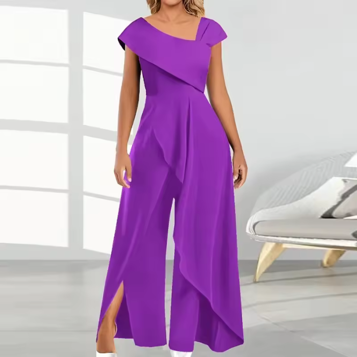 GR | Elegant women's jumpsuit, diagonal asymmetrical design