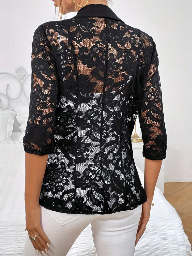 GR | Single-breasted blazer with lace details
