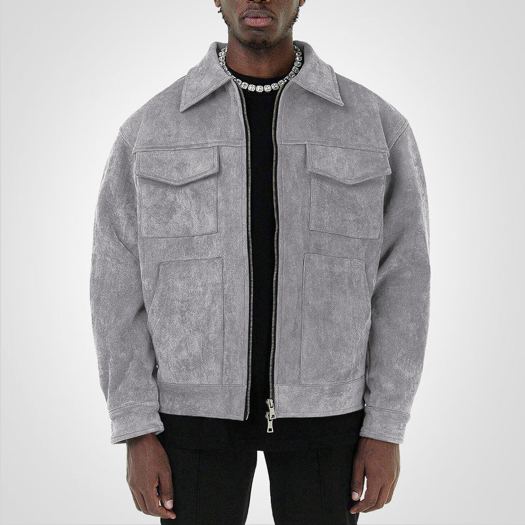 GR | Short suede jacket with zipper: style & comfort