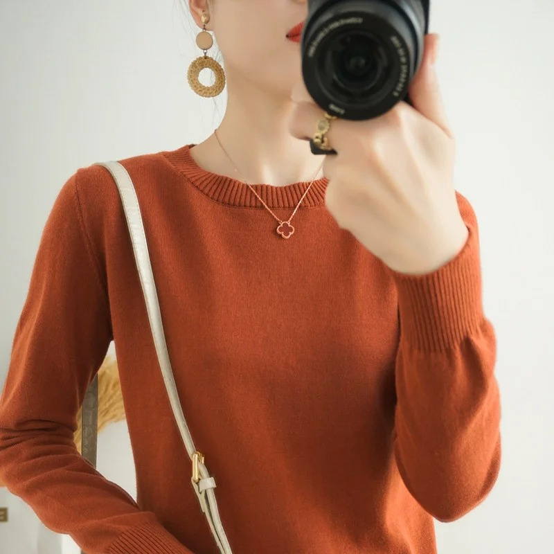 GR | Cashmere Pullover Damen Klassischer Rundhals, Weich & Atmungsaktiv