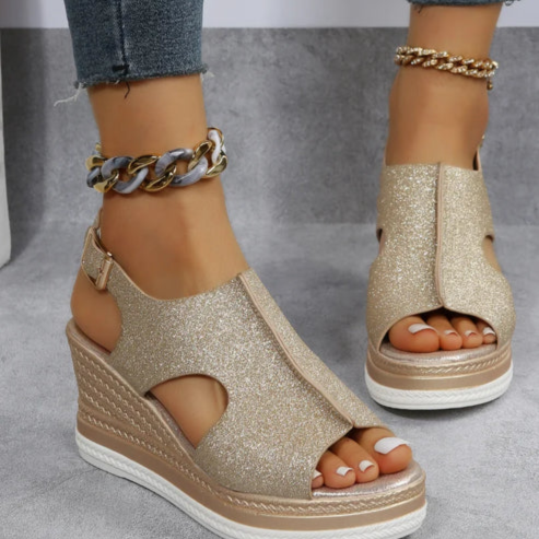 GR | Chic glitter wedge sandals