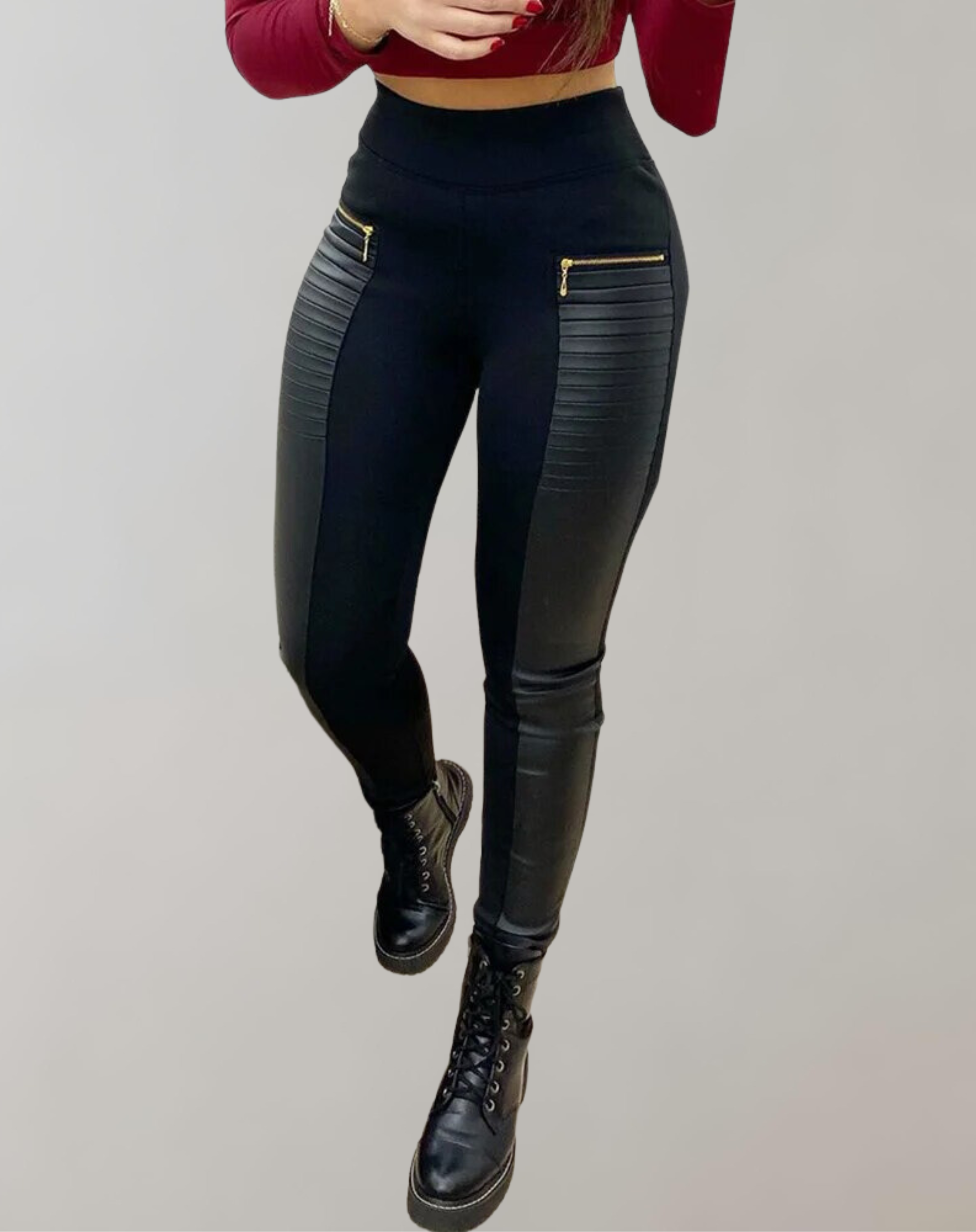 GR - PU leather contrast zipper